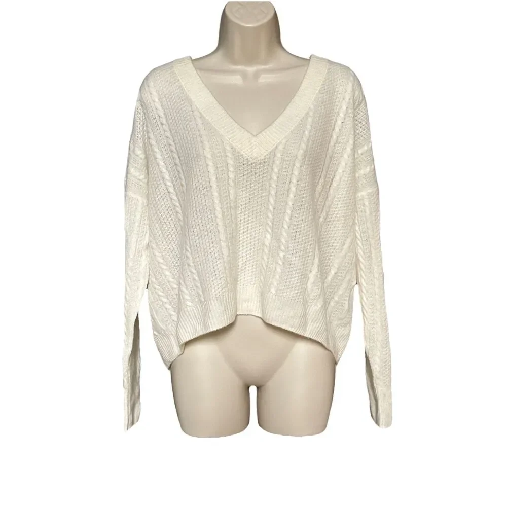 Naadam Super Luxe Cashmere Sweater L Cream V Neck NWT $358 Luxury Knit